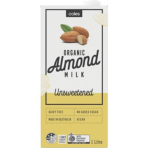 Coles Organic Almond Milk 1L unsweetened