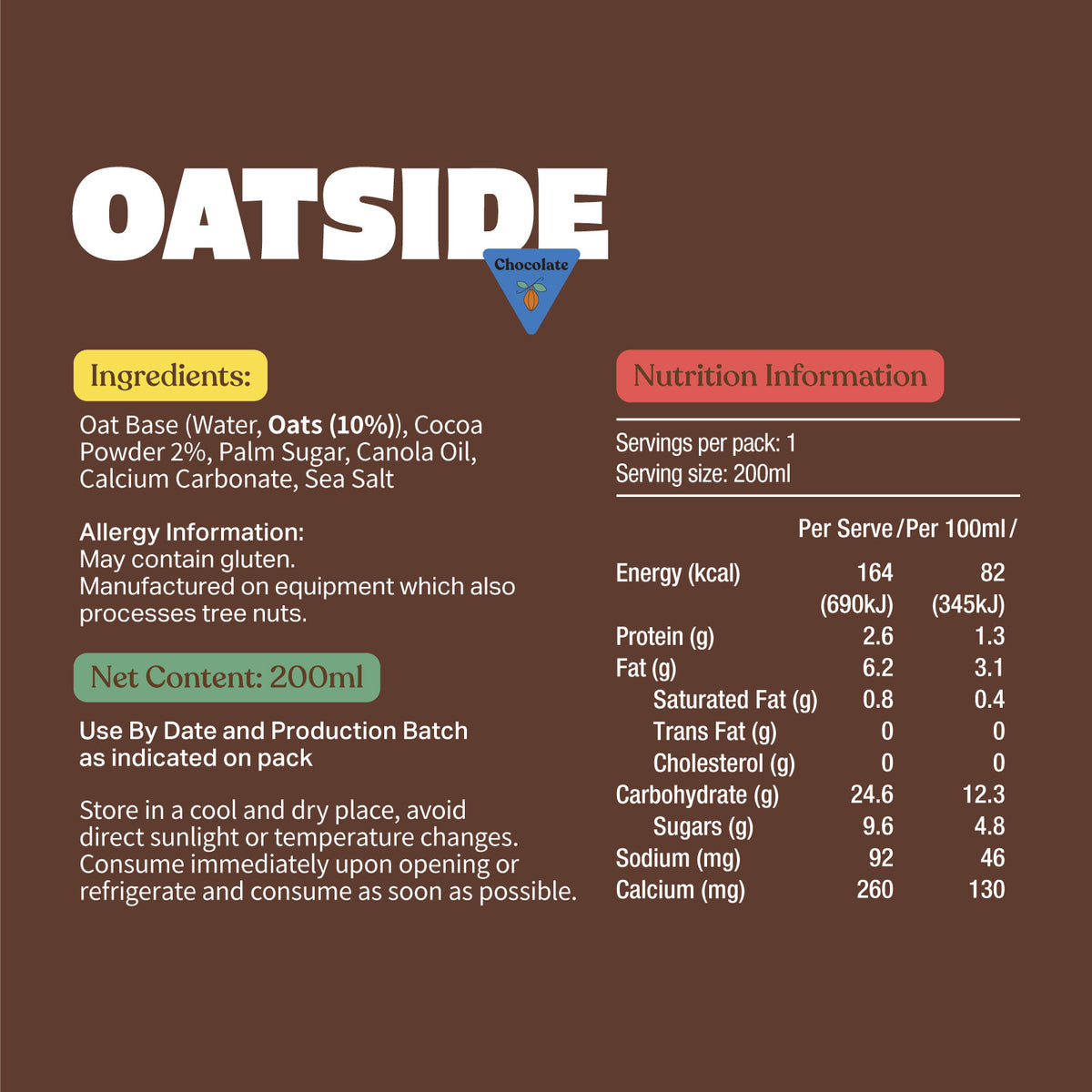 Oatside Chocolate Oat Milk 200mL