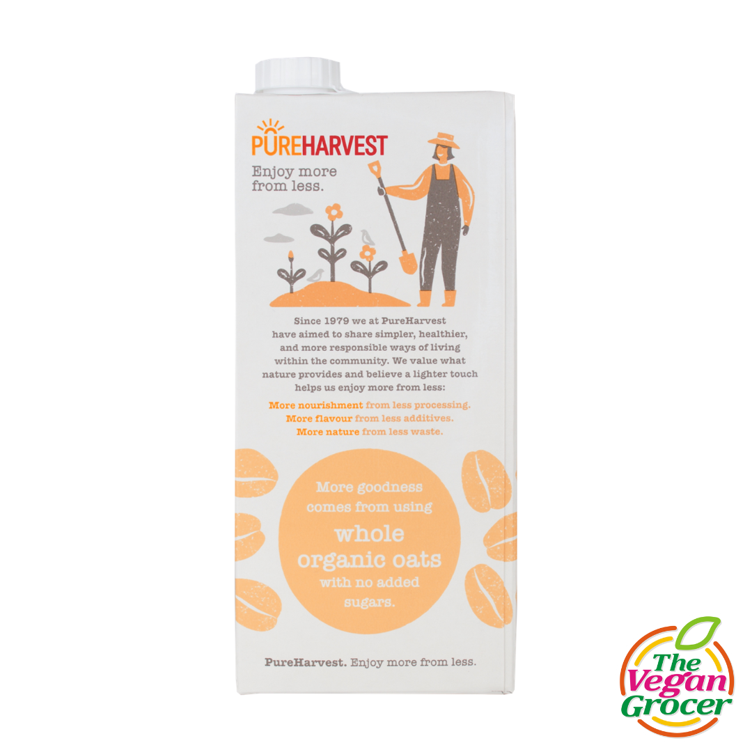 Pure Harvest Organic Oat Milk Unsweetened 1L (soy-free, nut-free)