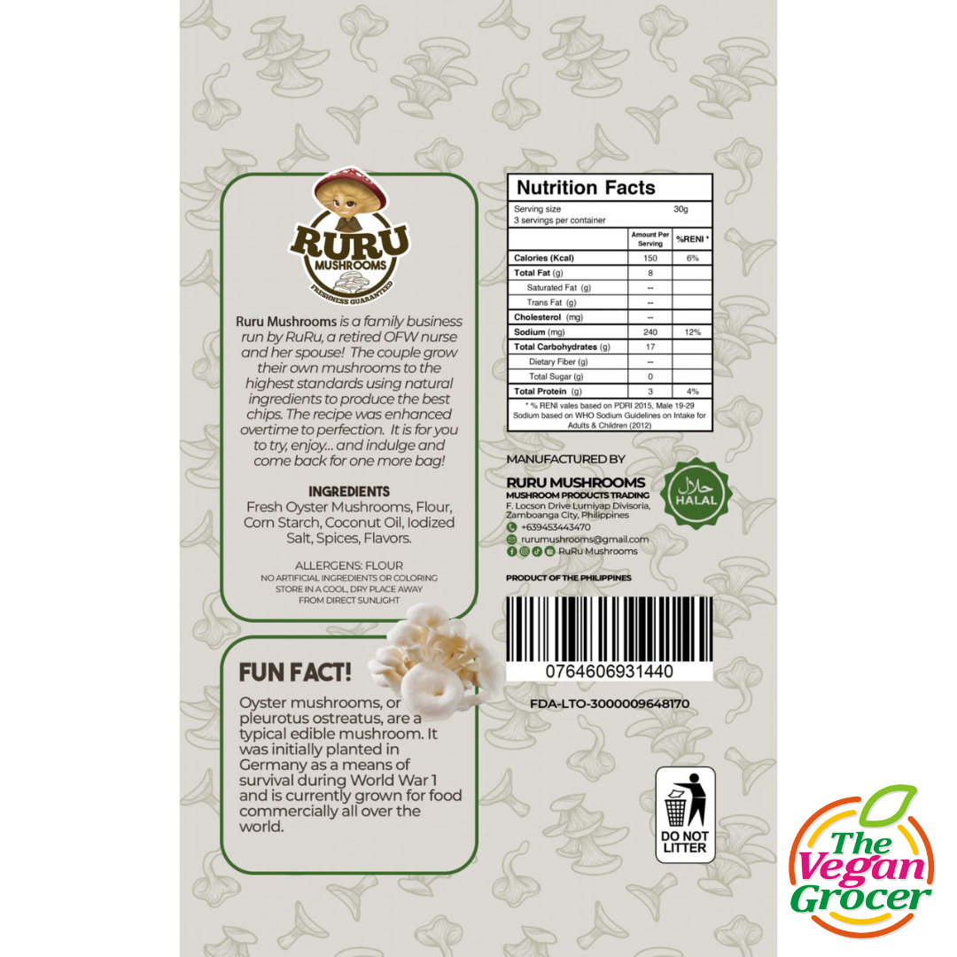Ruru Mushroom Chips (Garlic Flavor) 100g