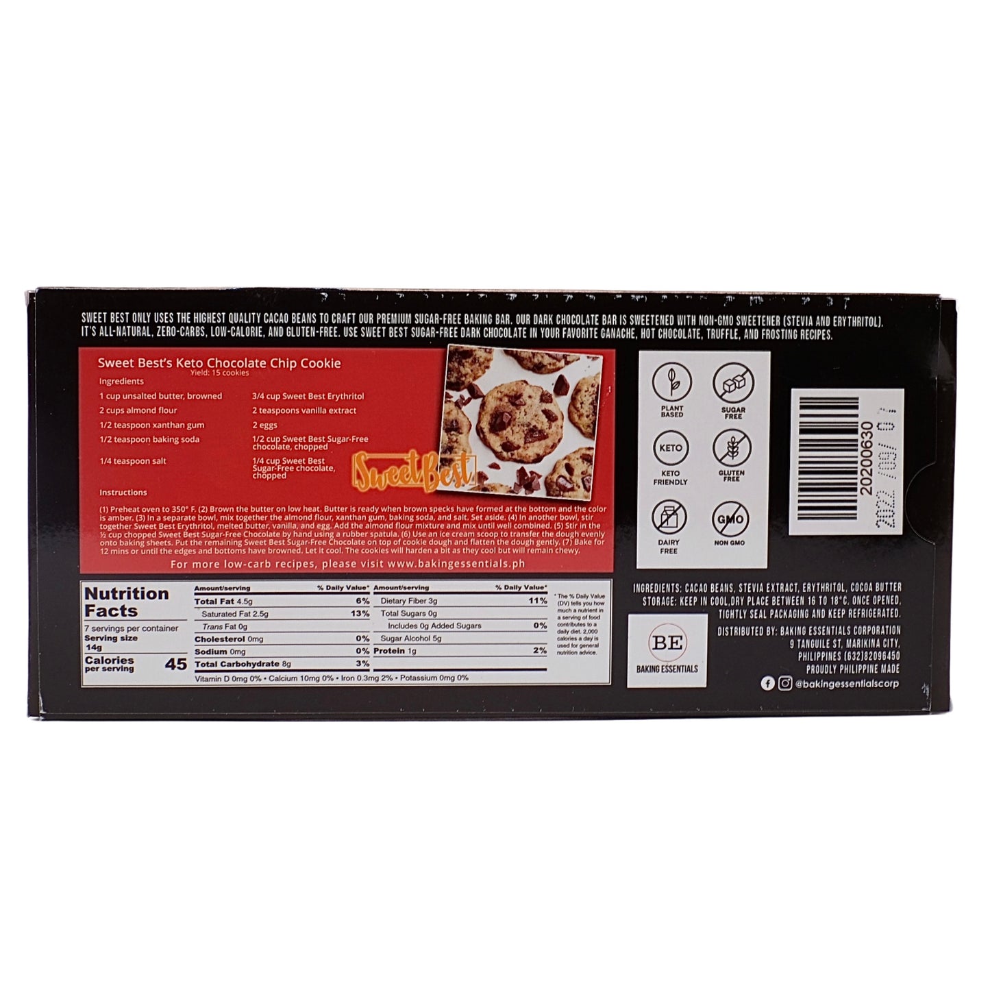 Sweet Best Keto Dark Chocolate Bar 65% 100g