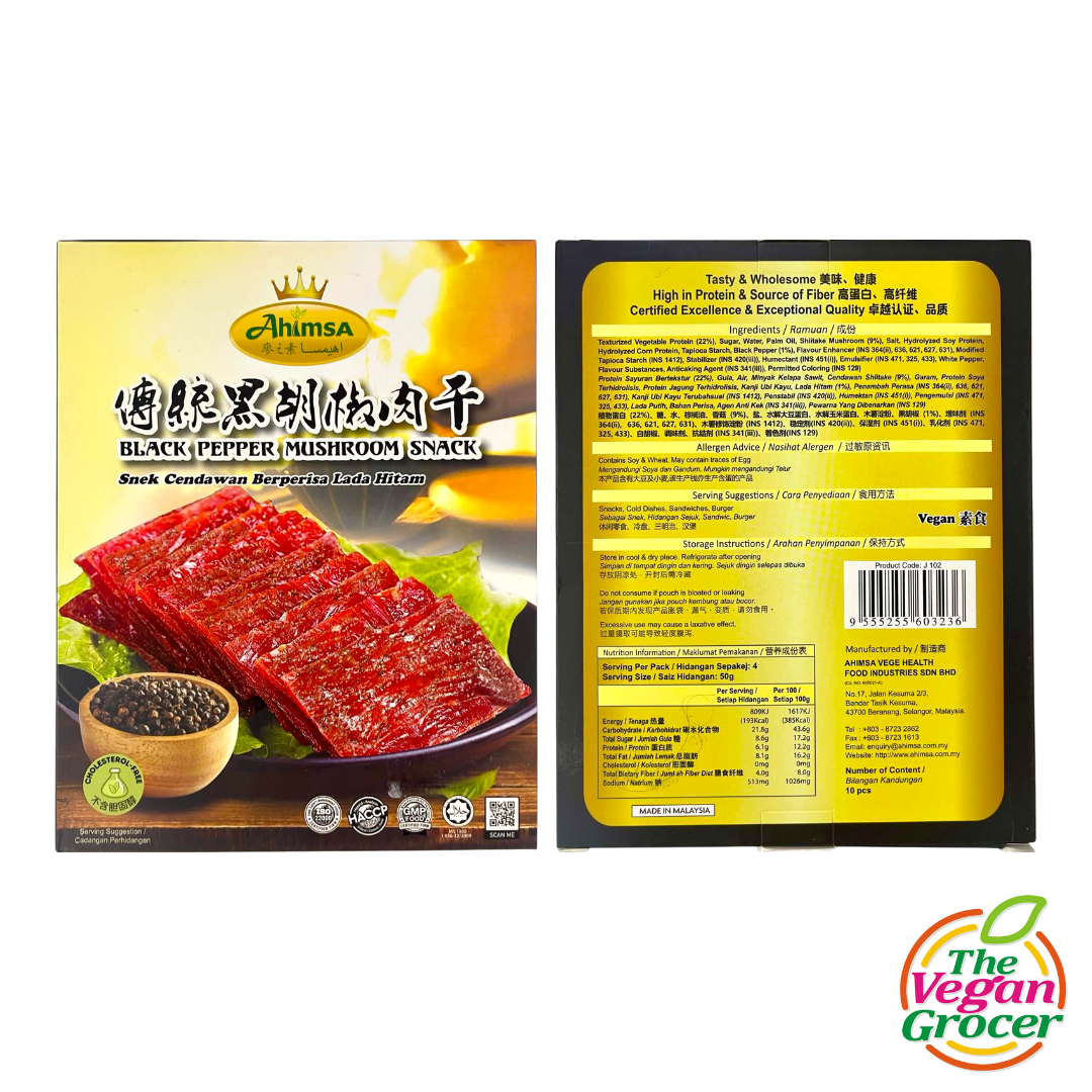 Ahimsa Mushroom Snack - Black Pepper Flavor 200g (Halal)