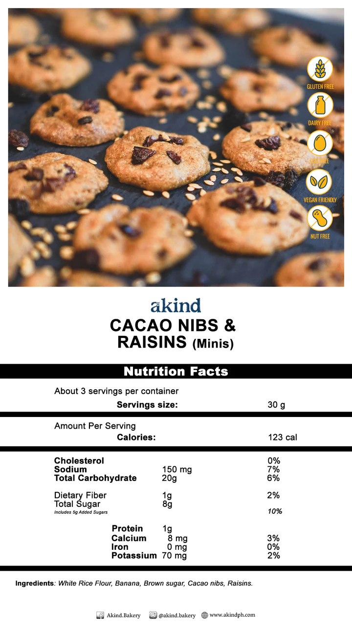 Akind Cacao Nibs & Raisins Cookies Minis 100g (gluten-free)