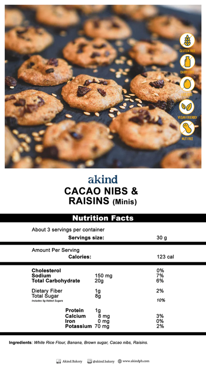 Akind Cacao Nibs & Raisins Cookies Minis 100g (gluten-free)