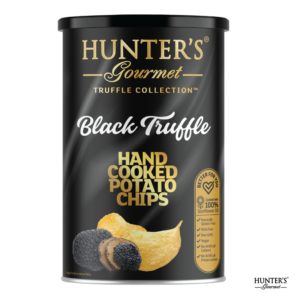 Hunters Gourmet Black Truffle Hand Cooked Potato Chips 150g (gluten-free)