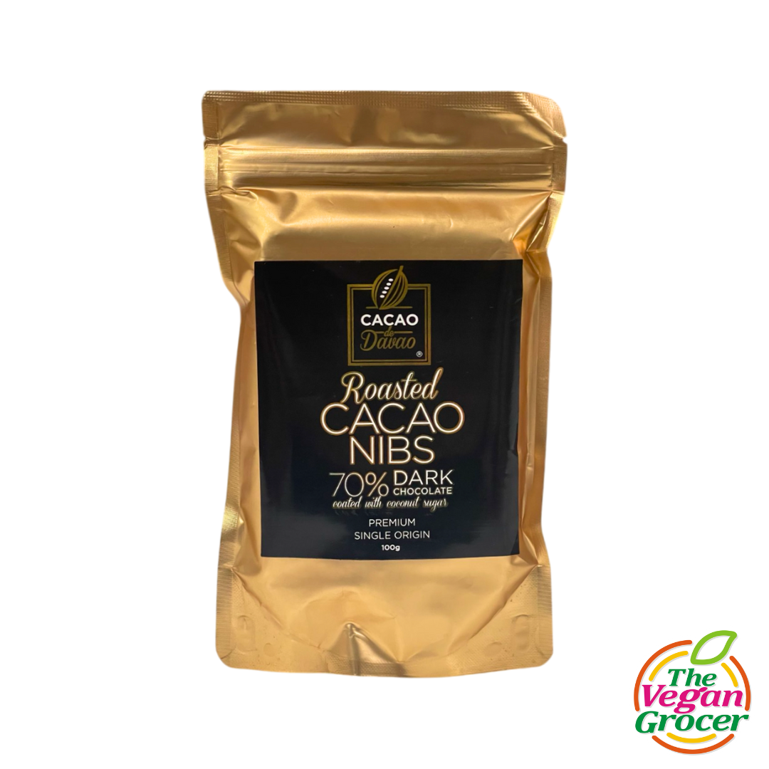 Cacao de Davao Roasted Cacao Nibs  (70% Dark Chocolate coated with coconut sugar) 100g