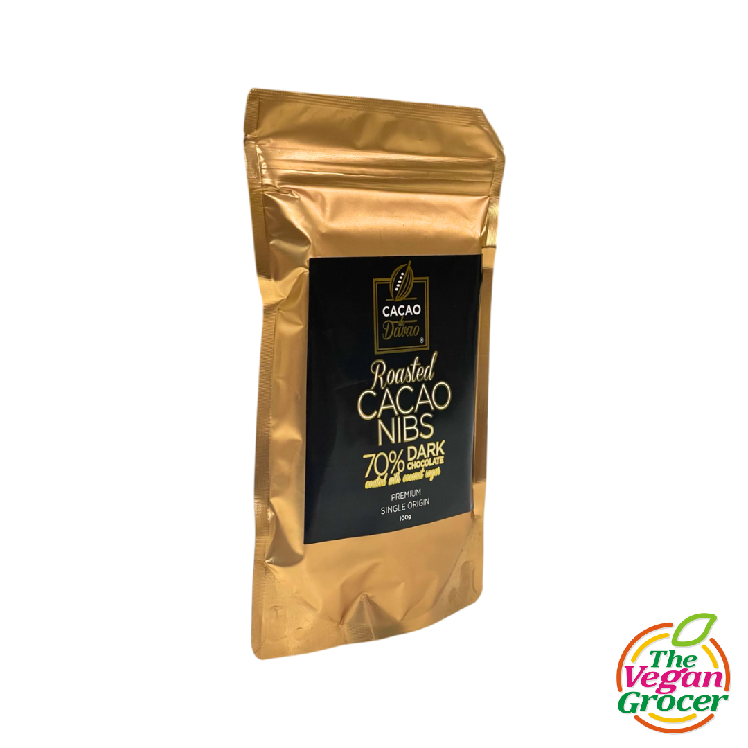 Cacao de Davao Roasted Cacao Nibs  (70% Dark Chocolate coated with coconut sugar) 100g