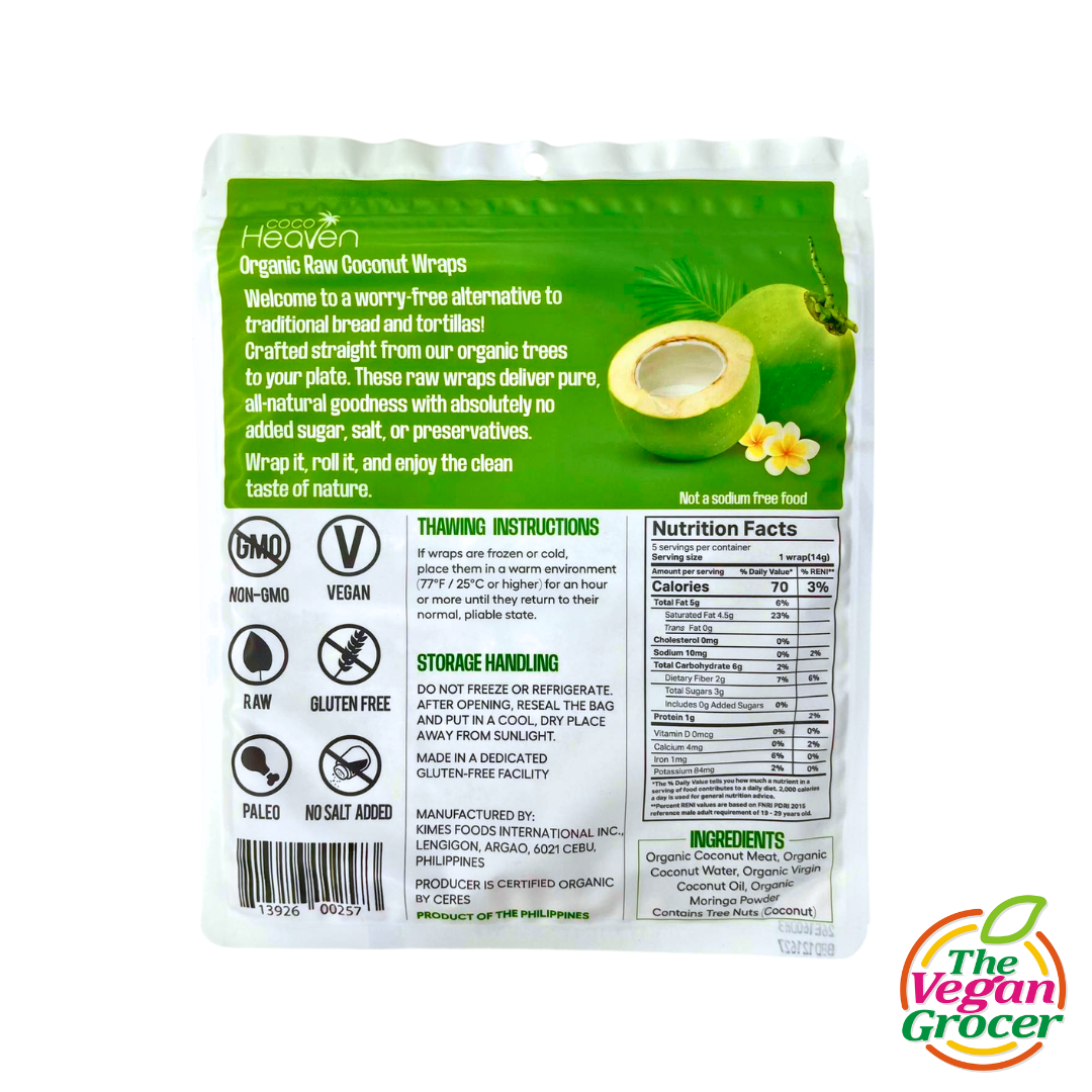 Coco Heaven Organic Coconut Wraps 5pcs 70g (gluten-free, paleo)