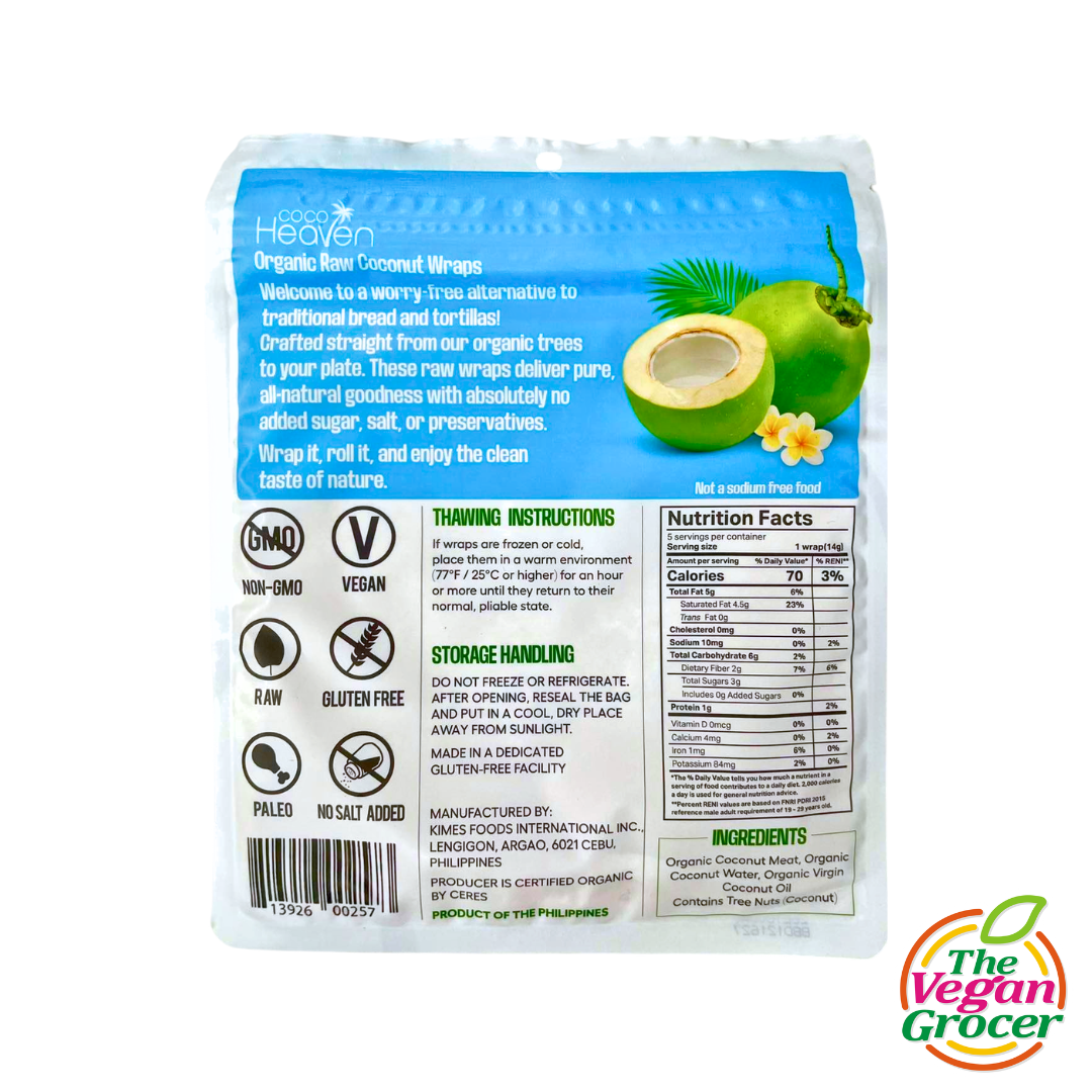 Coco Heaven Organic Coconut Wraps 5pcs 70g (gluten-free, paleo)