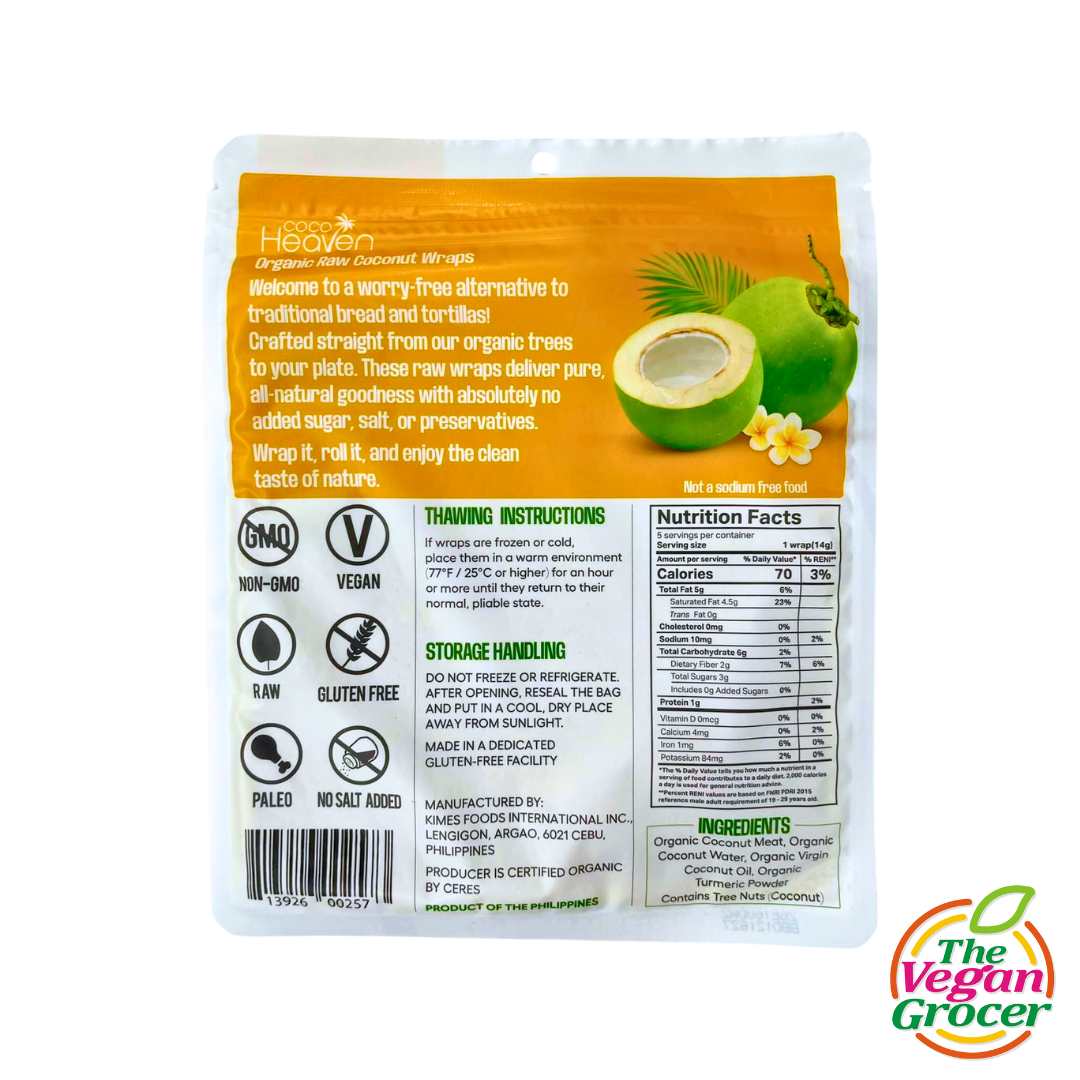Coco Heaven Organic Coconut Wraps 5pcs 70g (gluten-free, paleo)