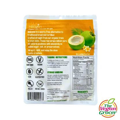 Coco Heaven Organic Coconut Wraps 5pcs 70g (gluten-free, paleo)