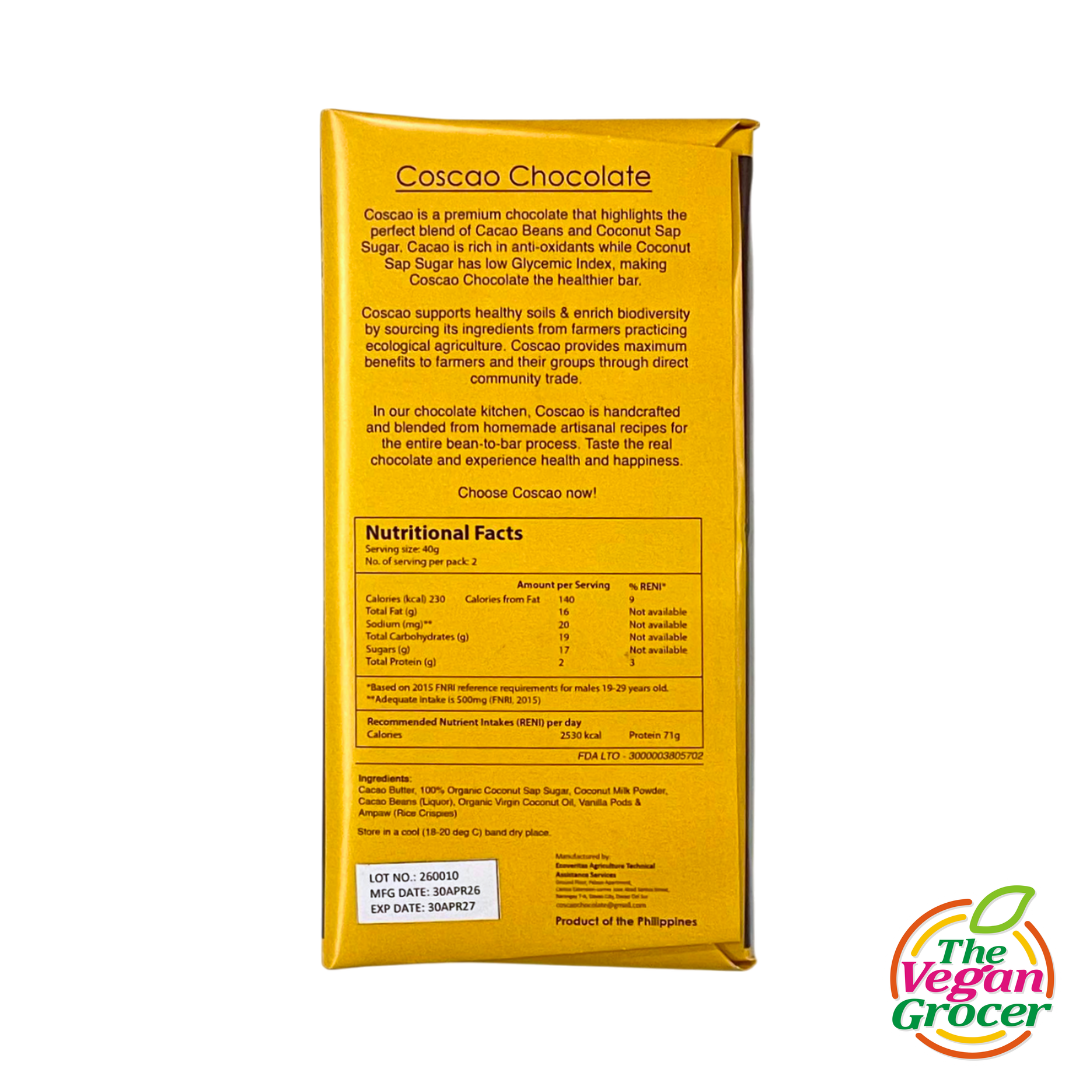 Coscao Coconut Milk Chocolate with Ampaw 43%