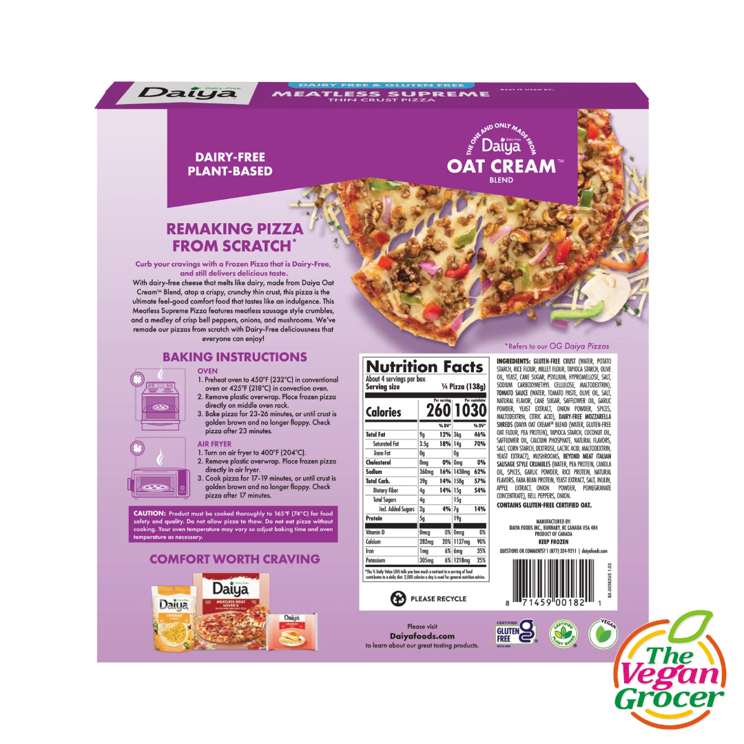 Daiya Meatless Supreme Thin Crust Pizza 550g (gluten-free, dairy-free)