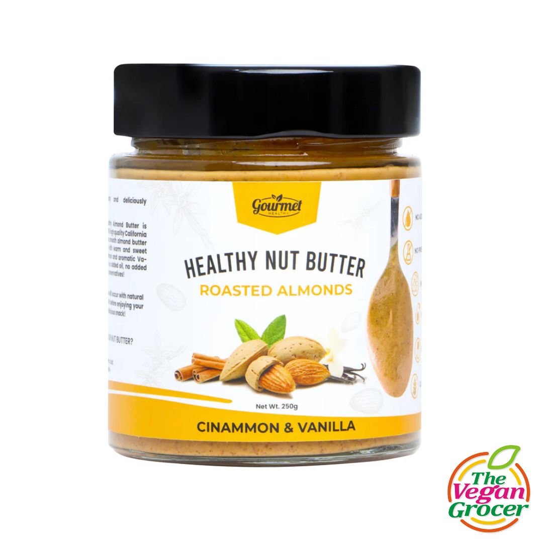 Gourmet Healthy Nut Butter Vegan - Roasted Almond with Cinnamon & Vanilla 250g (gluten-free, sugar-free)
