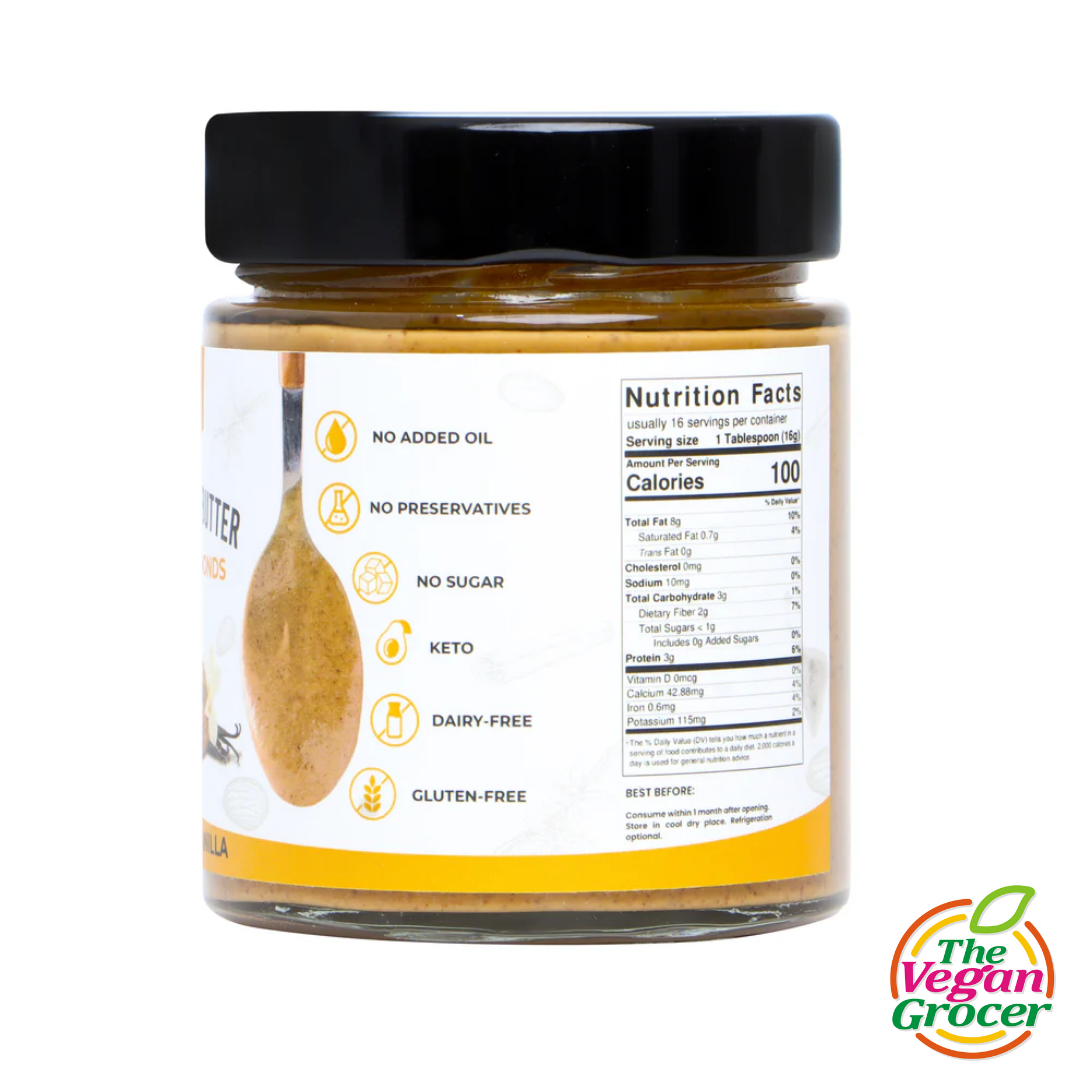 Gourmet Healthy Nut Butter Vegan - Roasted Almond with Cinnamon & Vanilla 250g (gluten-free, sugar-free)
