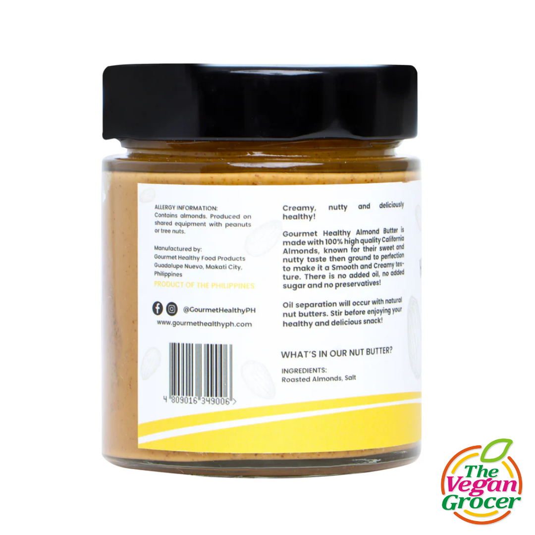 Gourmet Healthy Nut Butter Vegan - Roasted Almond Smooth & Creamy 250g (gluten-free, sugar-free)