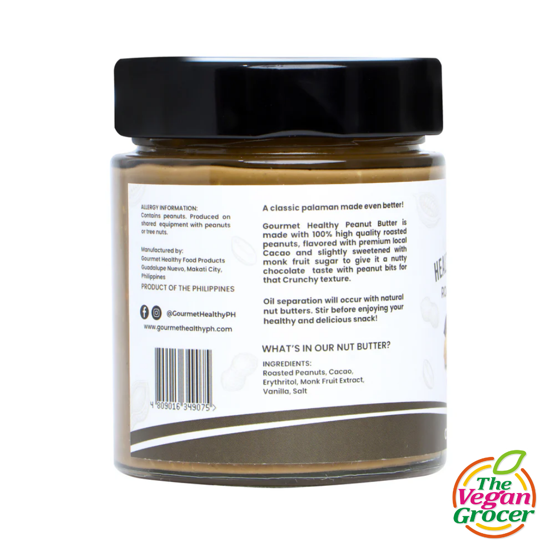 Gourmet Healthy Nut Butter Vegan - Roasted Peanuts Chunky Cacao 250g (gluten-free, sugar-free)