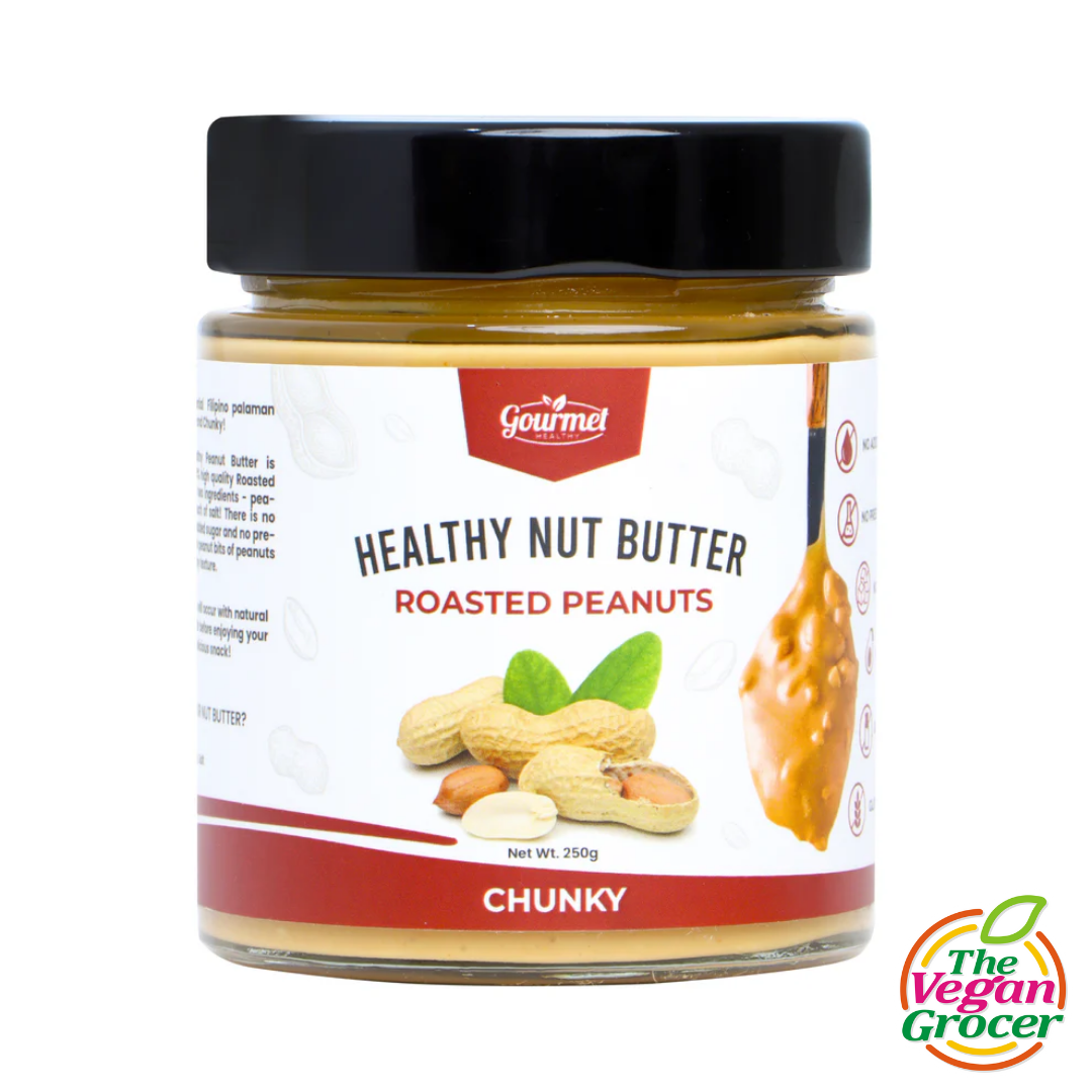 Gourmet Healthy Nut Butter Vegan - Roasted Peanuts Chunky 250g (gluten-free, sugar-free)