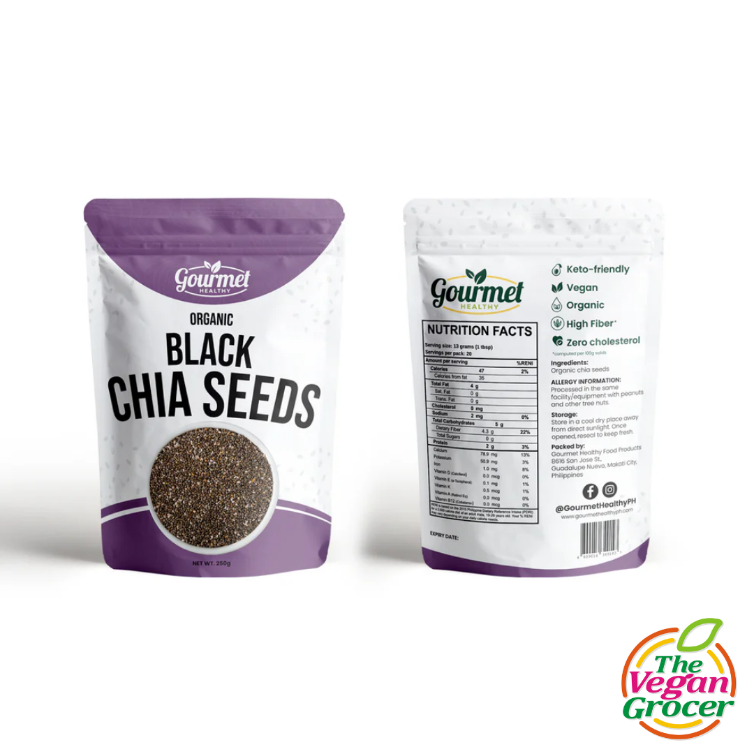 Gourmet Healthy Organic Black Chia Seeds 250g (gluten-free)