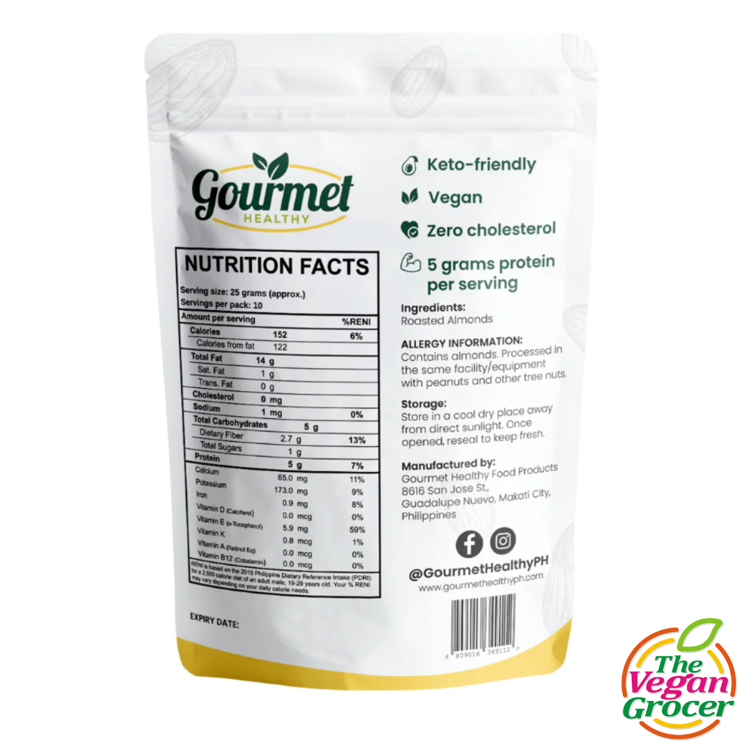 Gourmet Healthy Roasted California Almonds Unsalted 250g (gluten-free)