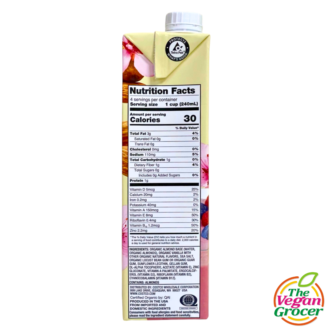 Kirkland Organic Almond Milk Vanilla Unsweetened 946mL