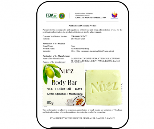 Nuez Naturals VCO + Olive Oil + Oats Body Soap 80g