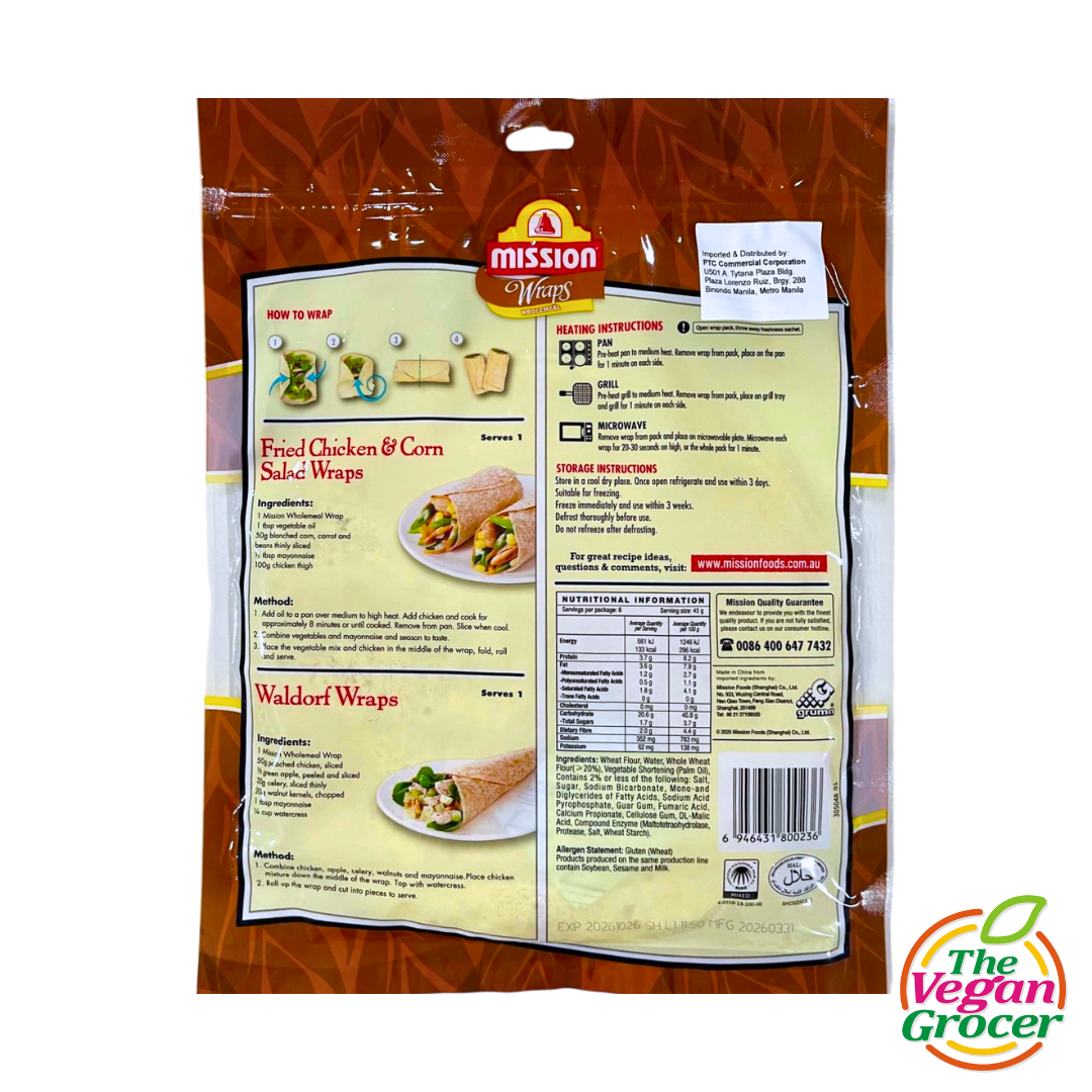 Mission Wholemeal Wraps 270g 6s (halal-friendly)