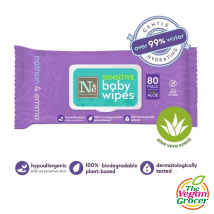 Nathan & Emma Sensitive Baby Wipes 80pulls (biodegradable & plant-based)