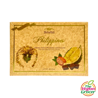 Nutra Rich Davao Fine 65% Dark Chocolate with Dried Durian and Rice Crispies 80g