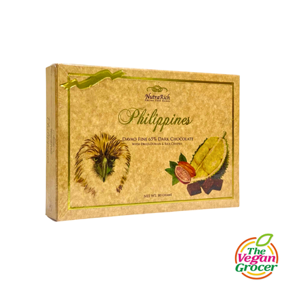 Nutra Rich Davao Fine 65% Dark Chocolate with Dried Durian and Rice Crispies 80g
