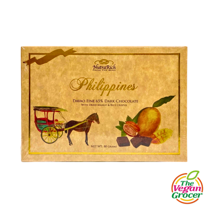 Nutra Rich Davao Fine 65% Dark Chocolate with Dried Mango and Rice Crispies 80g