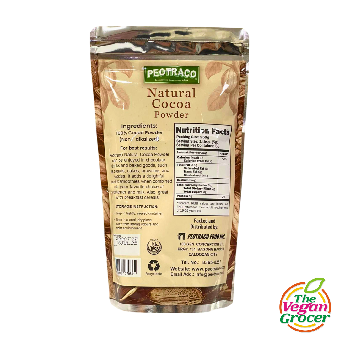 Peotraco Natural Cocoa Powder 250g (gluten-free, sugar-free)