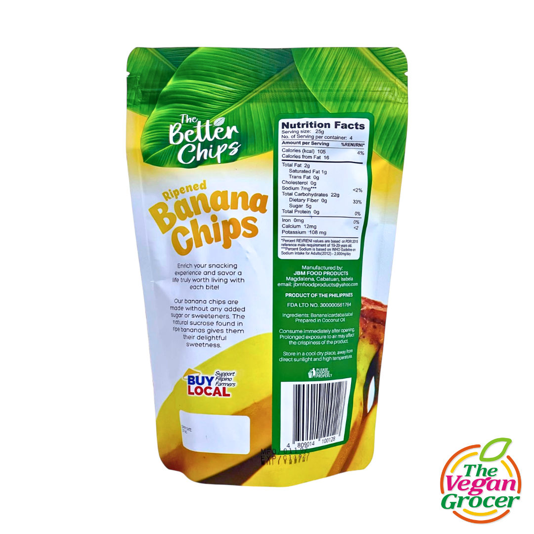 The Better Chips Ripened Banana Chips 100g (no sugar added)
