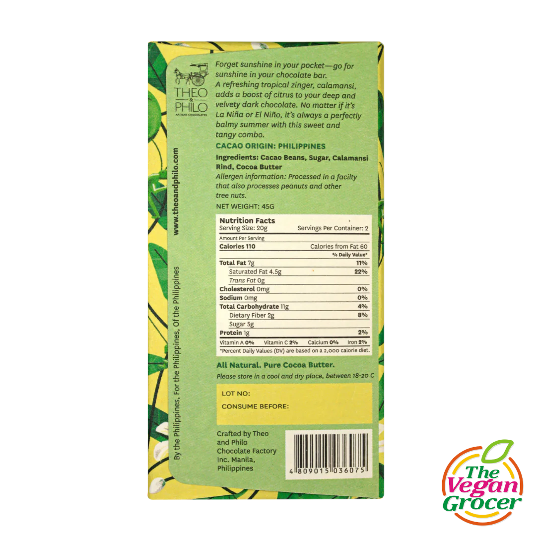 Theo & Philo 65% Dark Chocolate with Calamansi 45g