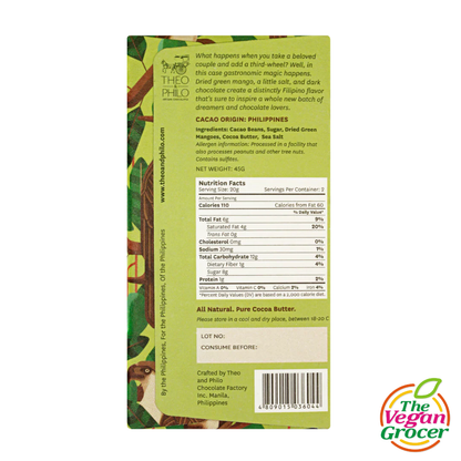 Theo & Philo 65% Dark Chocolate with Green Mango and Salt 45g
