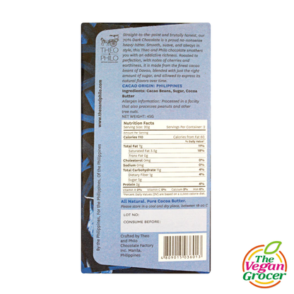 Theo & Philo 70% Dark Chocolate 45g