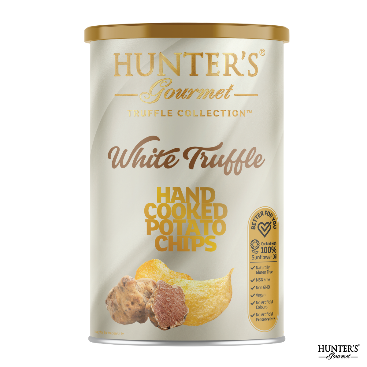 Hunters Gourmet White Truffle Hand Cooked Potato Chips 150g (gluten-free)