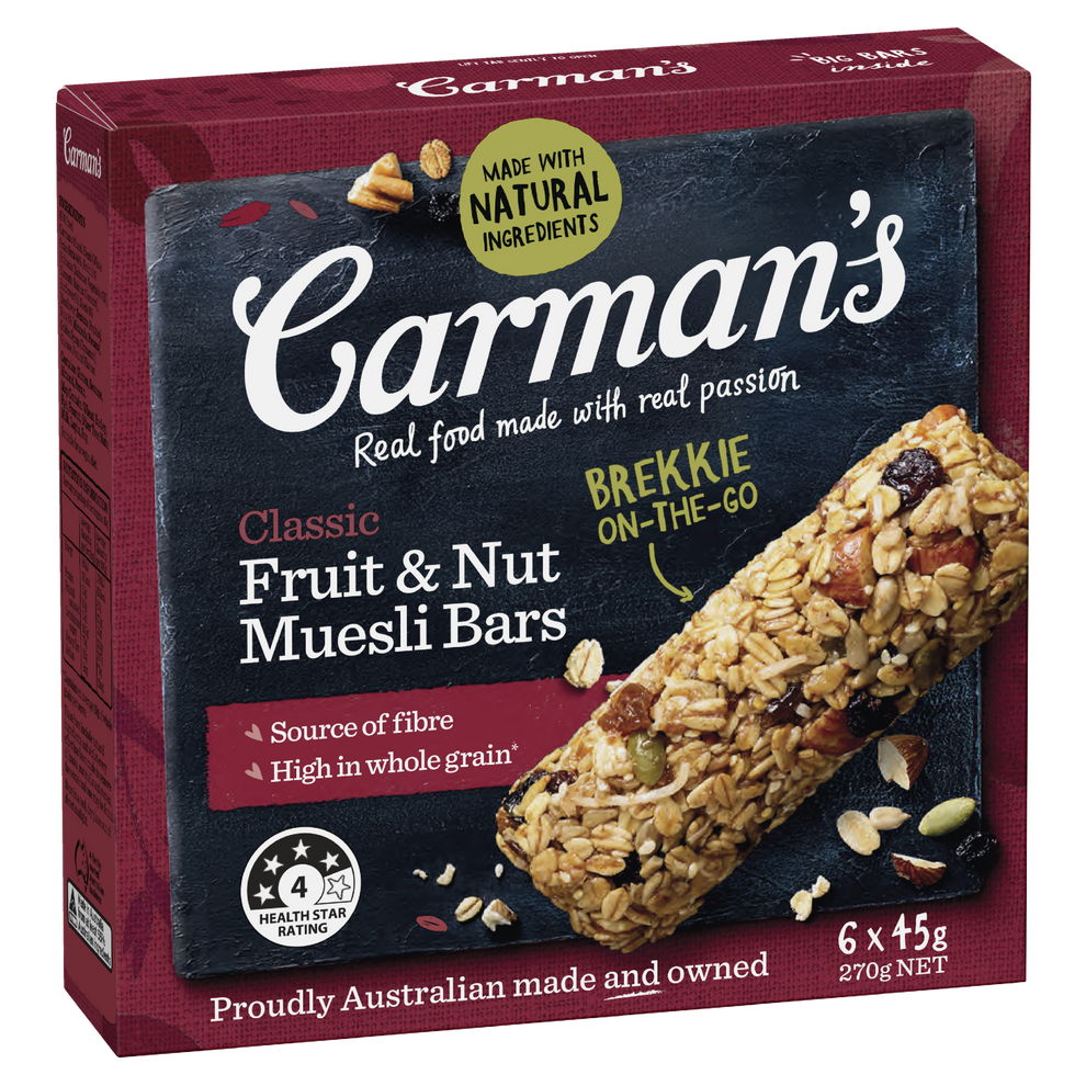 Carman's Classic Fruit & Nut Muesli Bar 45g 6s The Vegan Grocer Ph