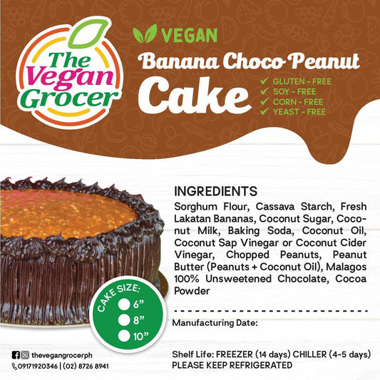 TVG GF Banana Choco Peanut Cake 6" in a box