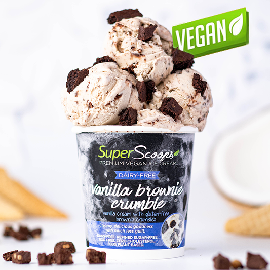 Super Scoops Vanilla Brownie Crumble Vegan Ice Cream pint