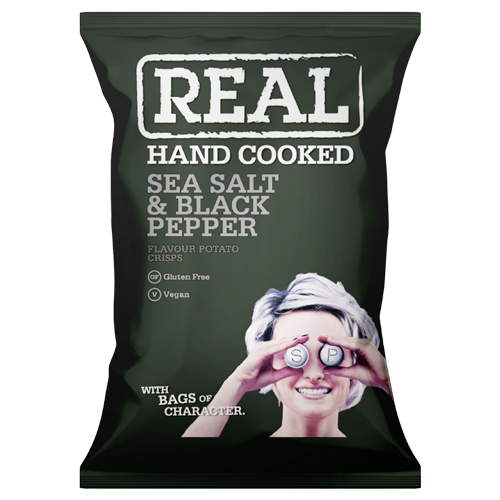 Real Handcooked Sea Salt & Black Pepper  Potato Chips 150g